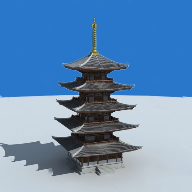 中式塔3D模型